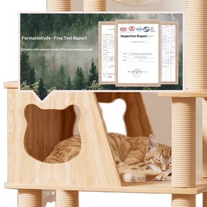 Árbol rascador de madera resistente al por mayor con casa grande y postes rascadores, diseño estable para hogares con varios gatos - Product Image 3