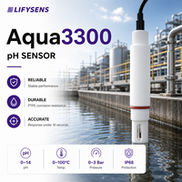 LIFYSENS Aqua3300 Elektroda Transmitter pH Online 014 Sensor pH PTFE IP68 dengan Double Salt Bridge dan Kaca Berulir 3/4 NPT