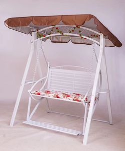Mobilier de jardin d'extérieur Revêtement solaire à double siège Cadre en fer Balançoires de patio Salon Balcon Hamac <span class=keywords><strong>Chaise</strong></span> en métal avec coussin - Product Image 2