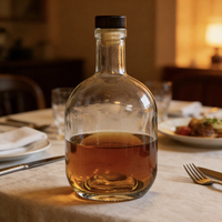 Bouteille d'alcool transparente vide personnalisée avec bouchon, pour spiritueux classiques (gin, rhum, tequila, whisky, brandy), 375 ml, 500 ml, 750 ml