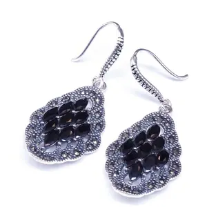 Gorgeous Ladies Fancy Black Garnet Earrings, Prom Bijoux Ear Ring Jewellery
