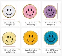 Meilleures ventes Patch brodé en chenille de conception personnalisée Smile Broderie mignonne en fer sur vêtements Chapeaux Sacs Tissu tissé de haute qualité