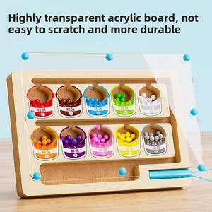 Juguete Montessori de aprendizaje temprano de madera: Cubo de pintura, números de helado, clasificación de colores, laberinto de cuentas con bolígrafo, juego de desplazamiento de laberinto de cuentas para niño - Product Image 3
