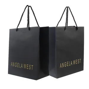 중국 공장 맞춤형 토트 핸들 종이 쇼핑 포장 핸드백 블랙 중간 선물 가방