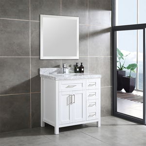 V-NONH Mueble de Baño Individual Moderno de 36'' con Lavabo Cerámico Integrado, Madera Maciza + Contrachapado, Ecológico, para Apartamento o Taller - Product Image 2
