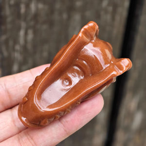 Tête de dragon sculptée en grès doré naturel, polie, artisanat de haute qualité pour la décoration intérieure Feng Shui et la collection de guérison - Product Image 3