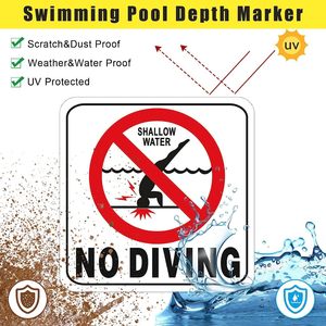 Señal de Seguridad de Prohibido Bucear, Advertencia de Aguas Poco Profundas, Tablero de PVC Adhesivo, Etiqueta de Seguridad para Piscina, Alerta Visual - Product Image 2