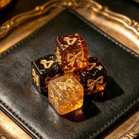Dados de Resina Dorados Antiguos, Dados de Resina Verde Esmeralda de Primera Calidad, Esquinas Cuadradas, Juego de Dados Numéricos para Juegos de Mesa