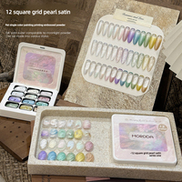 ODM OEM Gel de transfert pour plaque en acier, gel satiné perlé 12 grilles, gel jacquard, gel pour effet œil de chat, fournitures professionnelles pour salon de manucure