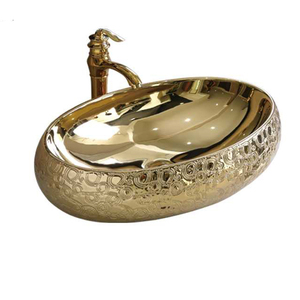 Meilleures ventes : Lavabo ovale moderne en porcelaine plaqué or, couleur platine argenté, pour salle de bain et hôtel - Product Image 3