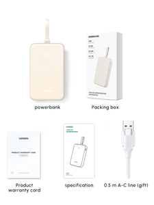 UGREEN PB505 20000mAh Banco de energía con cable USB C 20W PD Paquete de <span class=keywords><strong>batería</strong></span> de carga rápida para <span class=keywords><strong>iPhone</strong></span> 15 14 <span class=keywords><strong>13</strong></span> - Product Image 4