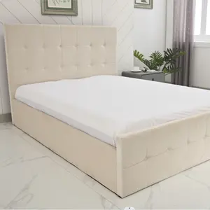 Luxury Queen King Bed Frame Genuine Faux Leather Tufted Headboard Upholstered Bed