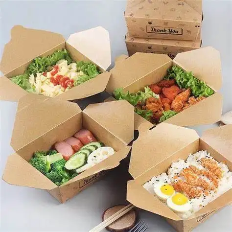 Custom Biologisch Afbreekbaar Papier Takeaway Sushi Voedsel Rijst Noodle Soep Knoedel Takeaway Verpakking Dozen Voor Fast Food