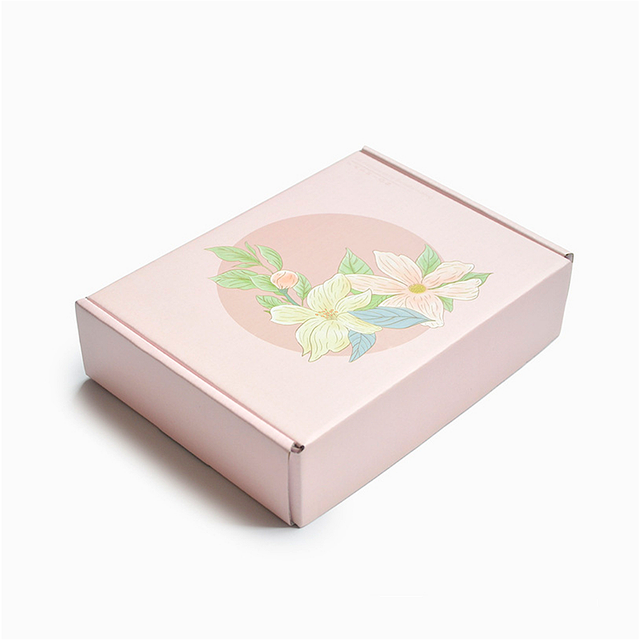 Custom High End Digital Printing Flower Logo Corrugated Paper Packaging Shipping Box Customize Paper Mail Box Packaging
