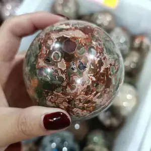 Esfera de pedra de cristal personalizada popular rara, dinheiro agate para cura