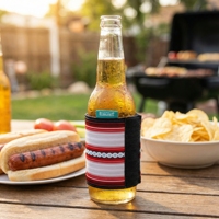 Refroidisseur de canettes en néoprène durable et tendance pour promotion extérieure, 330 ml, avec fermeture isolée, pliable et réutilisable