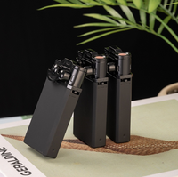 Briquet à gaz rechargeable noir coupe-vent à flamme bleue, prix d'usine