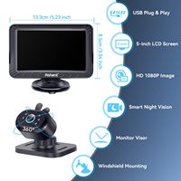 Caméra de surveillance pour bébé de 5 pouces, 1080P HD, capteur CMOS, vision nocturne, vue vers l'avant et vers l'arrière, alimentation USB, installation facile