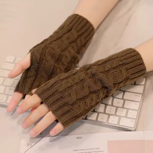 ถุงมือถักแบบไม่มีนิ้ว สีกาแฟ ให้ความอบอุ่น ใช้ในบ้าน สำหรับผู้หญิง ผู้ชาย ฤดูใบไม้ร่วง ฤดูหนาว - Product Image 1