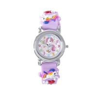 Montre pour enfants, montre de dessin animé 3D, cadran arc-en-ciel, montre analogique étanche pour filles avec mouvement à quartz, cadeau de Noël pour enfants