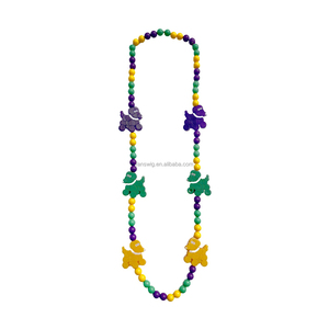 Collier de perles Mardi Gras personnalisé de 40 pouces, 23 mm, violet, vert et or, fait main pour chiens, idéal pour les lances de perles des défilés du Mardi Gras - Product Image 1