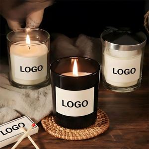 Luxury Reusable Scented Soy Wax Candle <b>Jar</b> Empty Glass Bottle for Home Decor with Custom Logo <b>Label</b> for Pray Yoga - Product Image 2