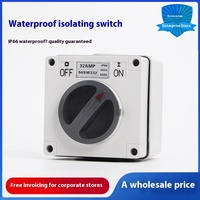 Interruptor de Botón de Aislamiento Impermeable Trifásico de 32A, Montaje Abierto para Exteriores, Material de PC, 380V 50/60Hz, Industrial, Karwoll 56SW332