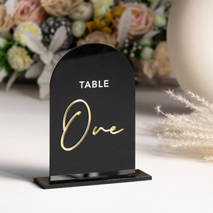 طاولة قوس أكريليك مخصصة لحفلات الزفاف ، طاولة تسجيل الأرقام مع قاعدة - Product Image 3