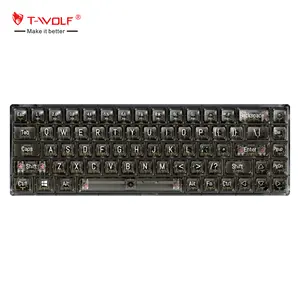 T-WOLF T40 Transparent Keyboard 68 Keys Yellow Axis Red Axis Mechanical Keyboard RGB Wired Keyboard For Gaming