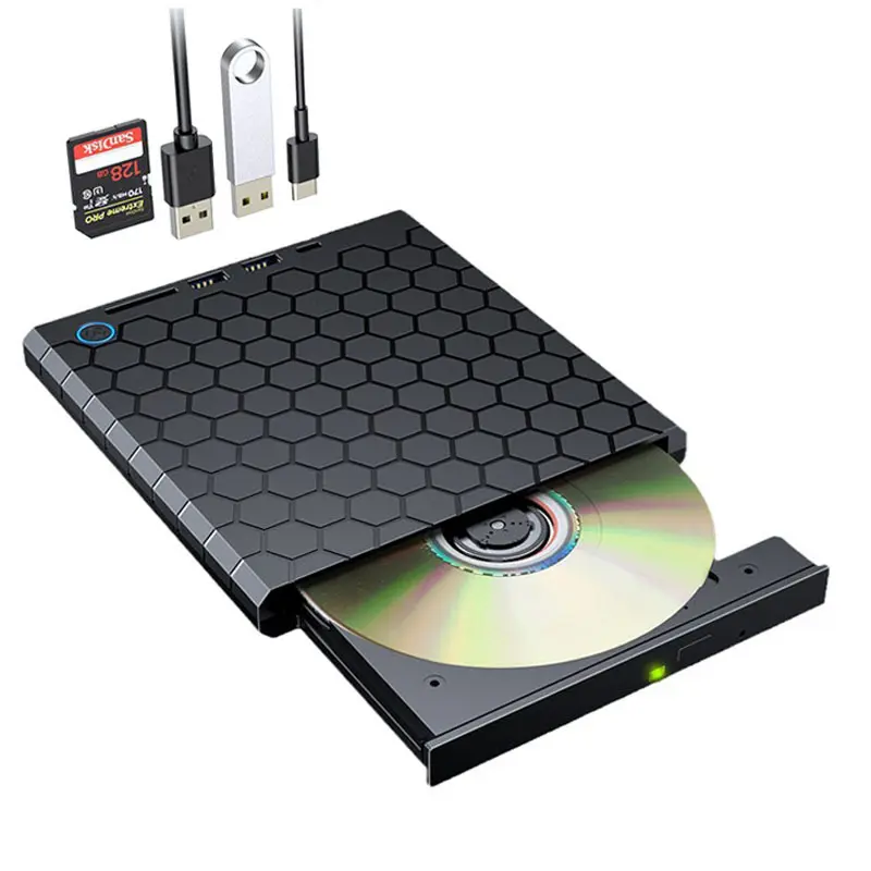 5 in 1 harici DVD sürücü TF USB kart okuyucu USB 3.0 tip-c taşınabilir CD/DVD RW bilgisayar optik sürücü/DVD OYNATICI CD ROM brülör