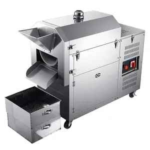 Stainless steel 220V gas heating output 12-23 catties/time Grain Roaster For Peanut Soybean Seed Barley nut roasting machine