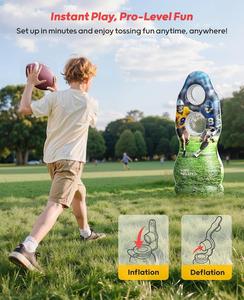 Inflatable Football Target Toss Game, Life-Sized Quarterback Practice <b>Dummy</b> with 4 Balls & Pump, Outdoor Backyard Throwing Toy - Product Image 5