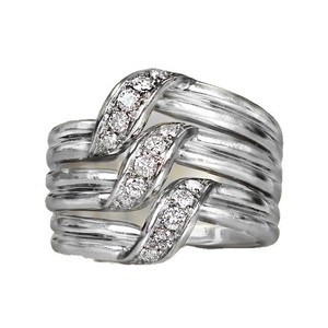 <b>Fine</b> <b>Rings</b> Geometric Zircon Encrusted Multi Layered Women's Party Jewelry Gold And White Gold Channel Setting - Product Image 5