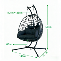 Hamac double en métal pour l'intérieur et l'extérieur, chaise suspendue pour patio, chaise suspendue en forme d'œuf