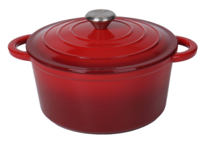 <span class=keywords><strong>Cocotte</strong></span> <span class=keywords><strong>en</strong></span> <span class=keywords><strong>fonte</strong></span> émaillée rouge classique de qualité commerciale, compatible induction, avec couvercle - Product Image 3
