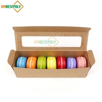Boîte pliable en papier kraft brun pour dessert alimentaire personnalisée boîte cadeau recyclable d'emballage de macaron biscuit avec fenêtre