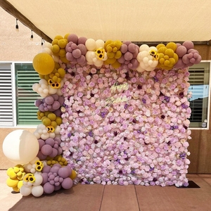 Décorations de fête pour le <span class=keywords><strong>1er</strong></span> anniversaire et la Quinceañera, fleurs artificielles violettes, rouleau mural de fleurs blush, fond de 8x8 pour la photographie - Product Image 1