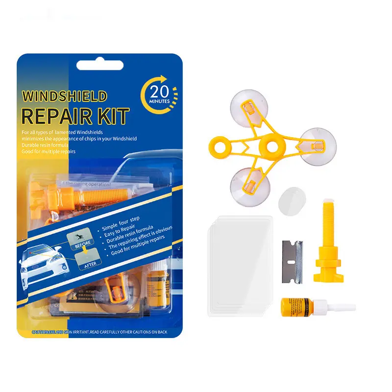 Kit de reparo para para-brisa, reparo rápido, kit de ferramentas de reparo para vidro rachado, reparo com resina, seladora, diy, janela, polimento