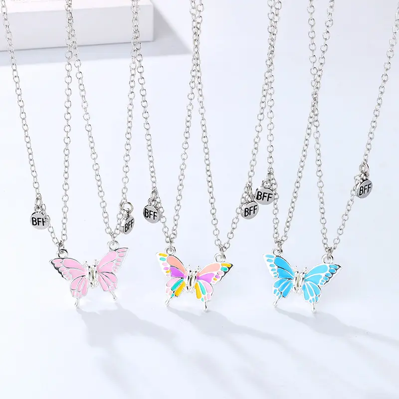 Эмалевая бабочка дружба ожерелье для девочек-подростков бабочка BFF ожерелья для 2 женщин лучший друг подарок на день рождения
