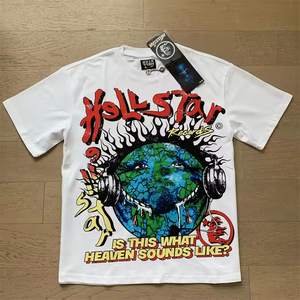 Alxin Spot Goods Manufacturers Casual <strong>Fashion</strong> Short-Sleeved 100% Cotton Vintage Hell <strong>Star</strong> Printed Same Clothing Men's T-Shirt - Product Image 3