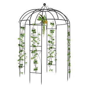 Gazebo en fer forgé DB Iron Arch 207x207x270cm Noir, élément décoratif de jardin facile à assembler, résistant au vent, décoration de cour - Product Image 3