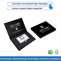 Boîte d'emballage de carte de débit biodégradable réutilisable haut de gamme de luxe, boîte cadeau premium pour porte-cartes de crédit avec poignée, design noir