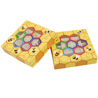 Dessin animé abeille boîtes pliantes Transparent clair fenêtre papier Cookie doux chocolat boîte d'emballage pour bébé fête d'anniversaire décor