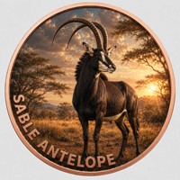 Pièce de monnaie en cuivre pur 999 de 5 oz, puissante, série Animaux de la Savane Africaine, couleur haute définition, édition UV préférée