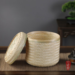 <b>Bamboo</b> Woven Tea Cake Storage Box Round Handmade For Pu'er Tea Living Room Use - Product Image 4