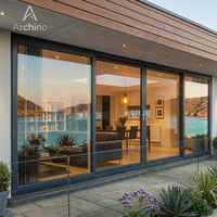 Vente en gros de portes pliantes en alliage d'aluminium à rupture de pont thermique haute performance avec double vitrage Low-E pour usage extérieur, projets de villas de luxe