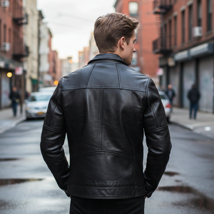 Veste en cuir <span class=keywords><strong>de</strong></span> chèvre pleine fleur pour homme, style chasse rétro personnalisé, col rabattu, faible MOQ, OEM, pour <span class=keywords><strong>l</strong></span>'hiver, style motard - Product Image 2