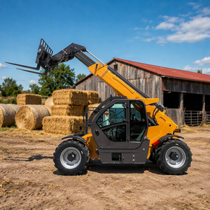 Chariot télescopique de 4 tonnes à vendre, élévateur télescopique de 7 m avec benne, niveleuse et grappin à balles en option pour travaux de chantier - Product Image 1