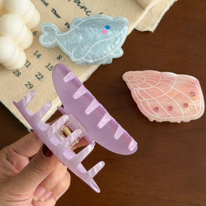 Pince à cheveux élégante pour femme, motif coquillage, dauphin, requin, queue de pin, avec cristaux et diamants, style Ocean Wind - Product Image 3