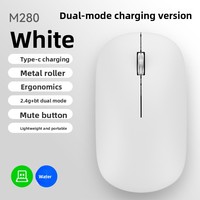 Mouse optik 5.0 mode ganda senyap, Mouse optik tipe-c isi daya 4 tombol multiwarna 1600DPI, Mouse nirkabel